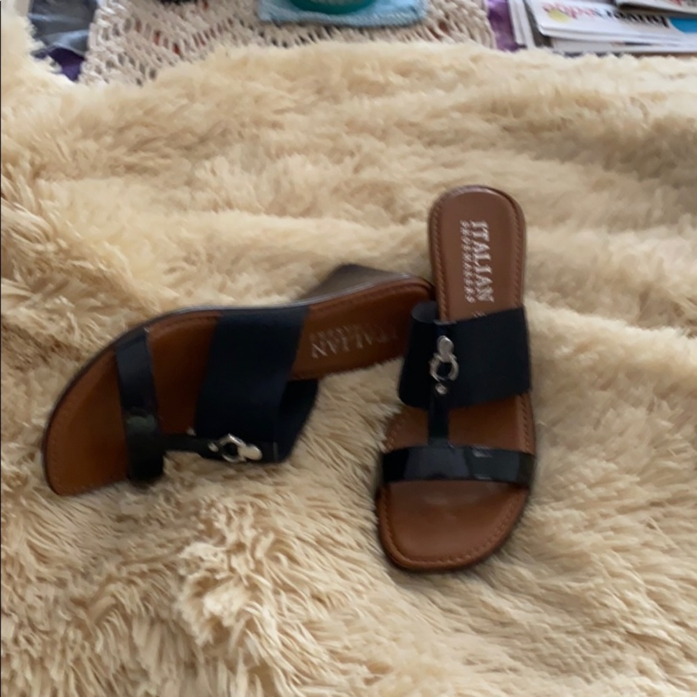Black wedge sandals